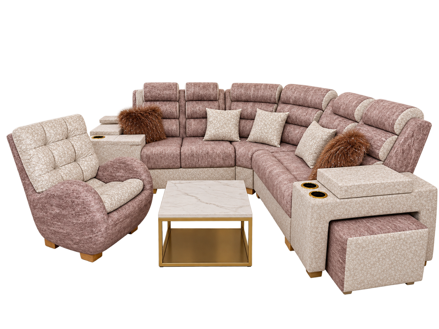 Sala beige en ambiente decorado